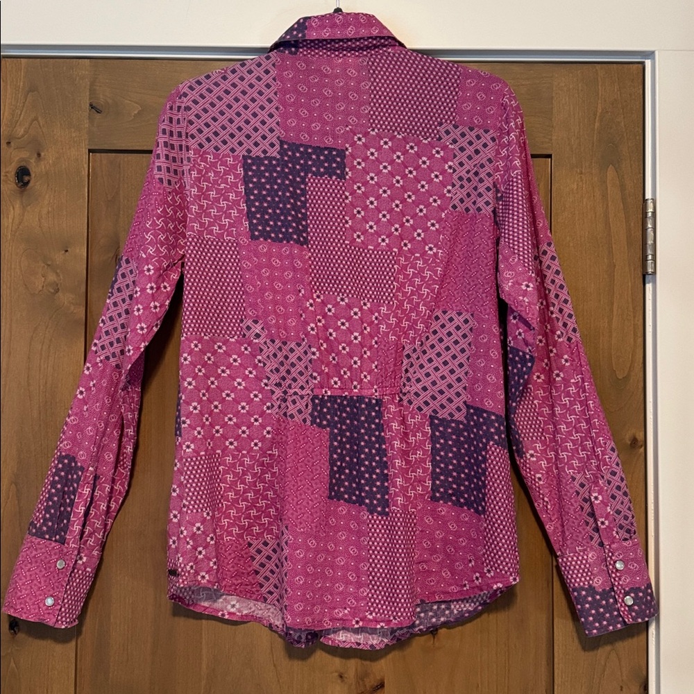 Roxy Patchwork Pearl Snap Down Blouse Womens Xl P… - image 2